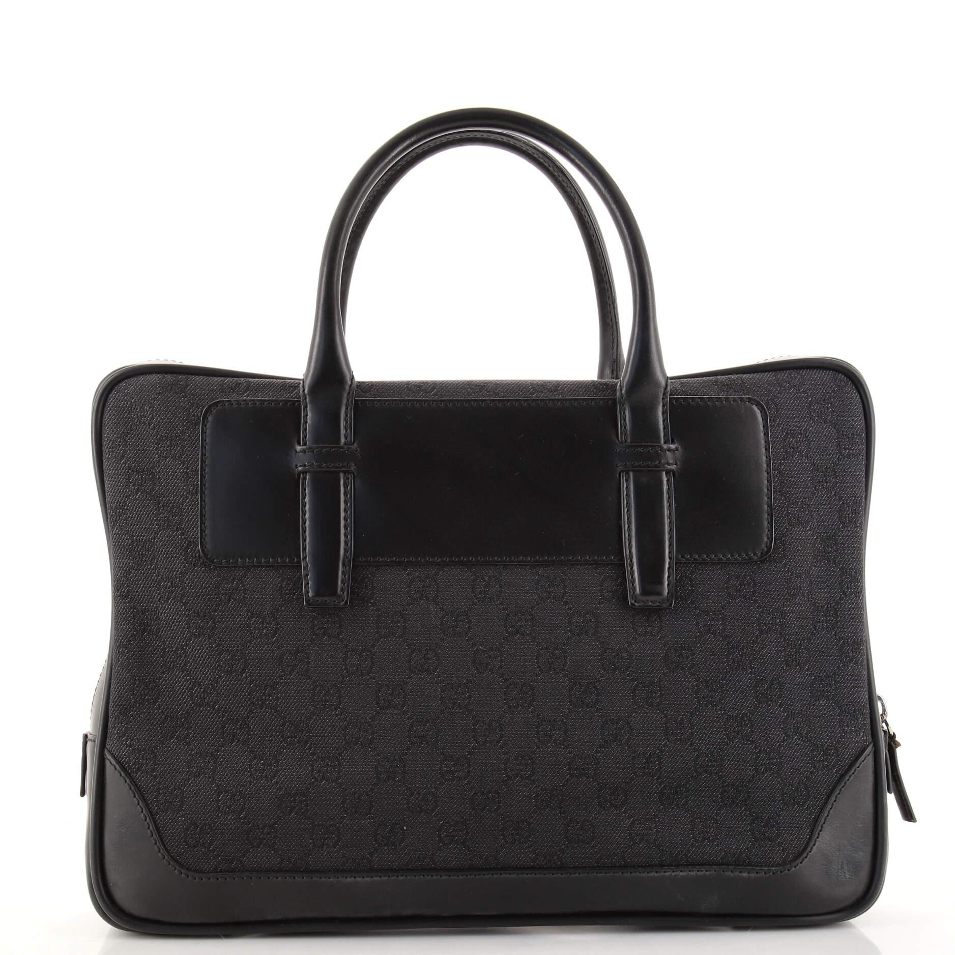 Black Gucci Briefcase GG Canvas with Leather Large