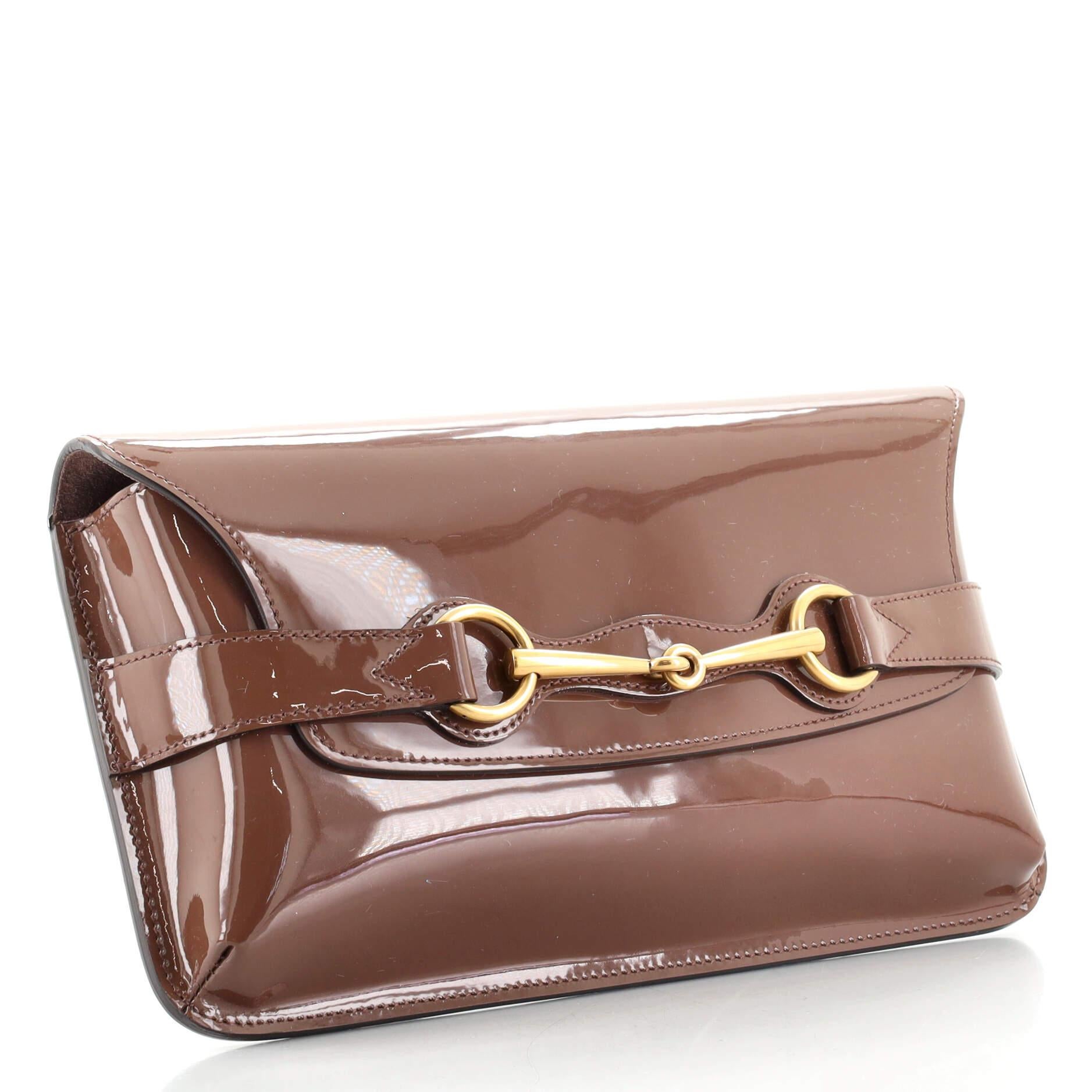 Brown Gucci Bright Bit Clutch Patent