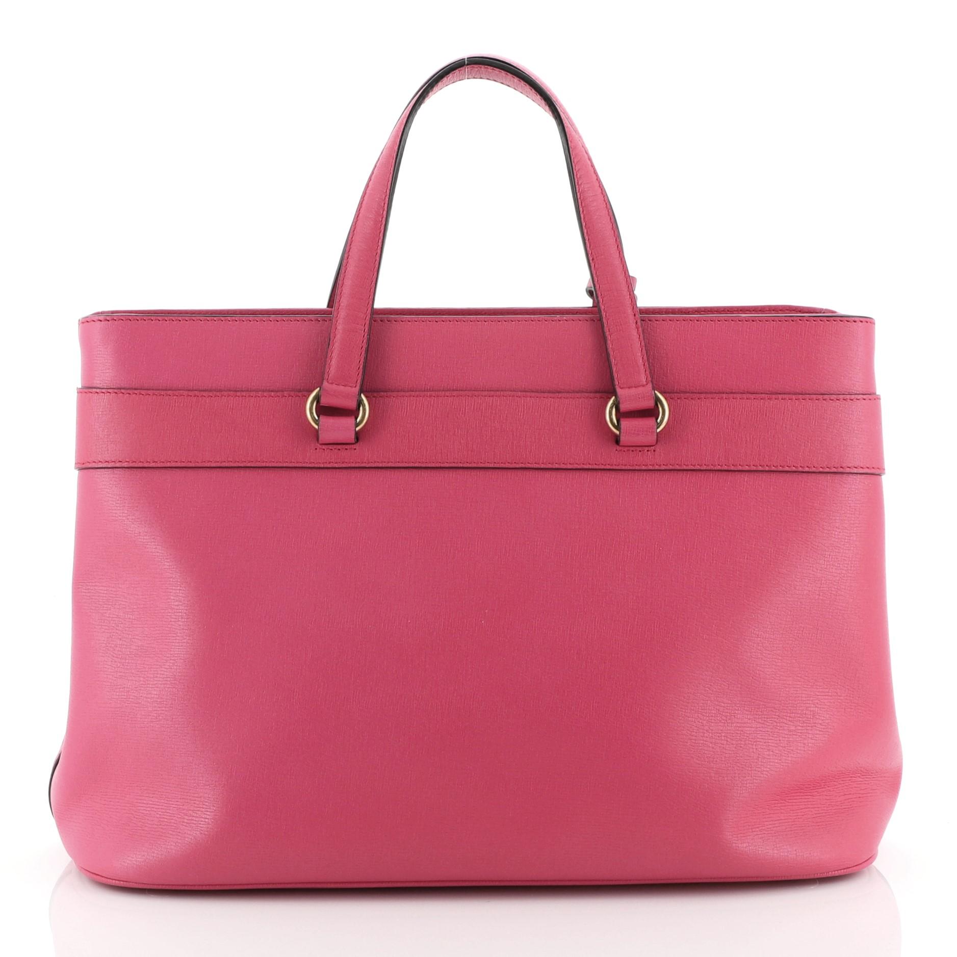 Pink Gucci Bright Bit Convertible Tote Leather Medium