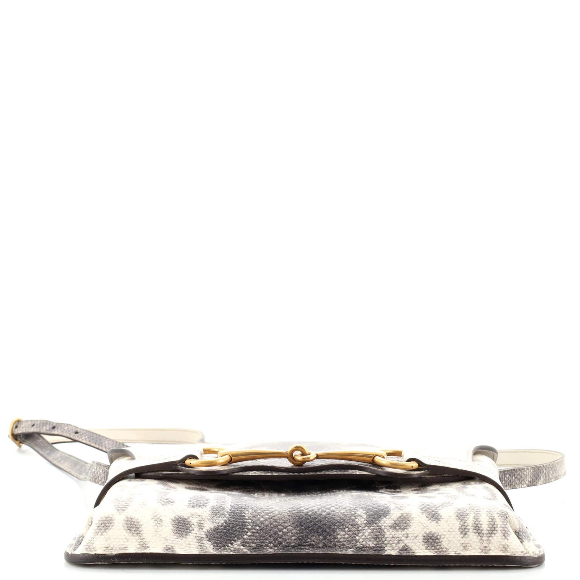 Gray Gucci Bright Bit Shoulder Bag Python Embossed Leather