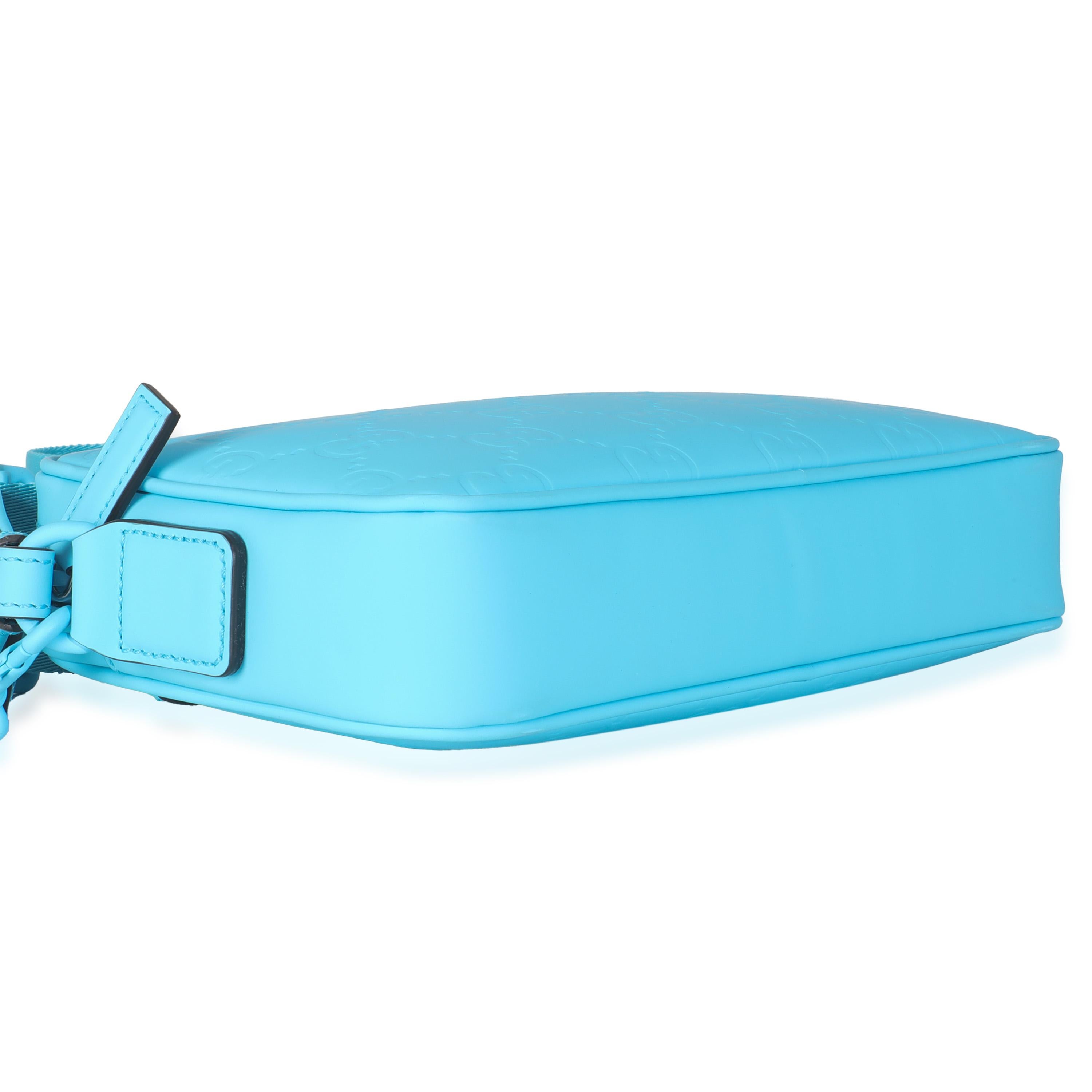 Gucci Bright Blue Rubber Effect Monogram GG Crossbody Bag For Sale 1