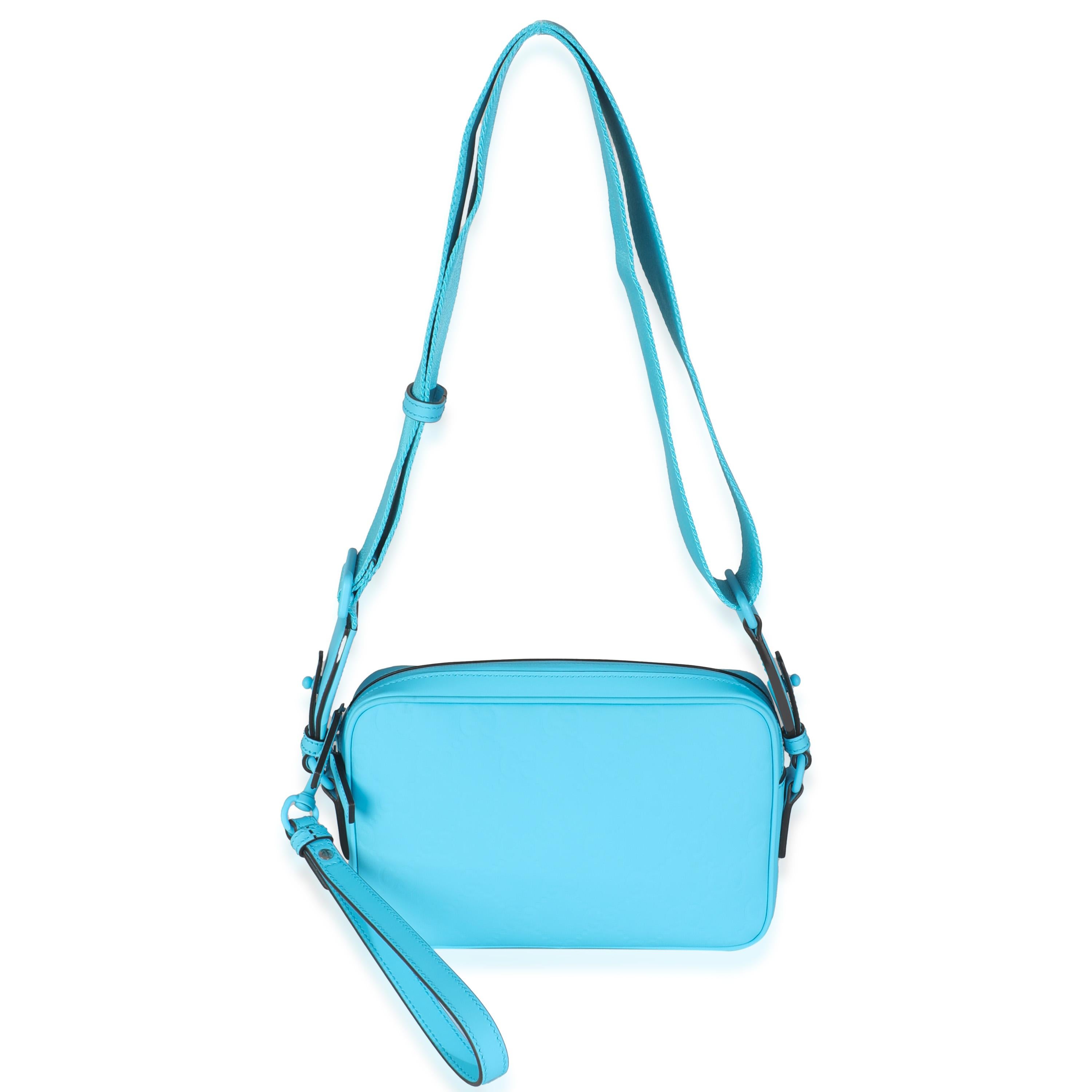 Gucci Bright Blue Rubber Effect Monogram GG Crossbody Bag For Sale 3