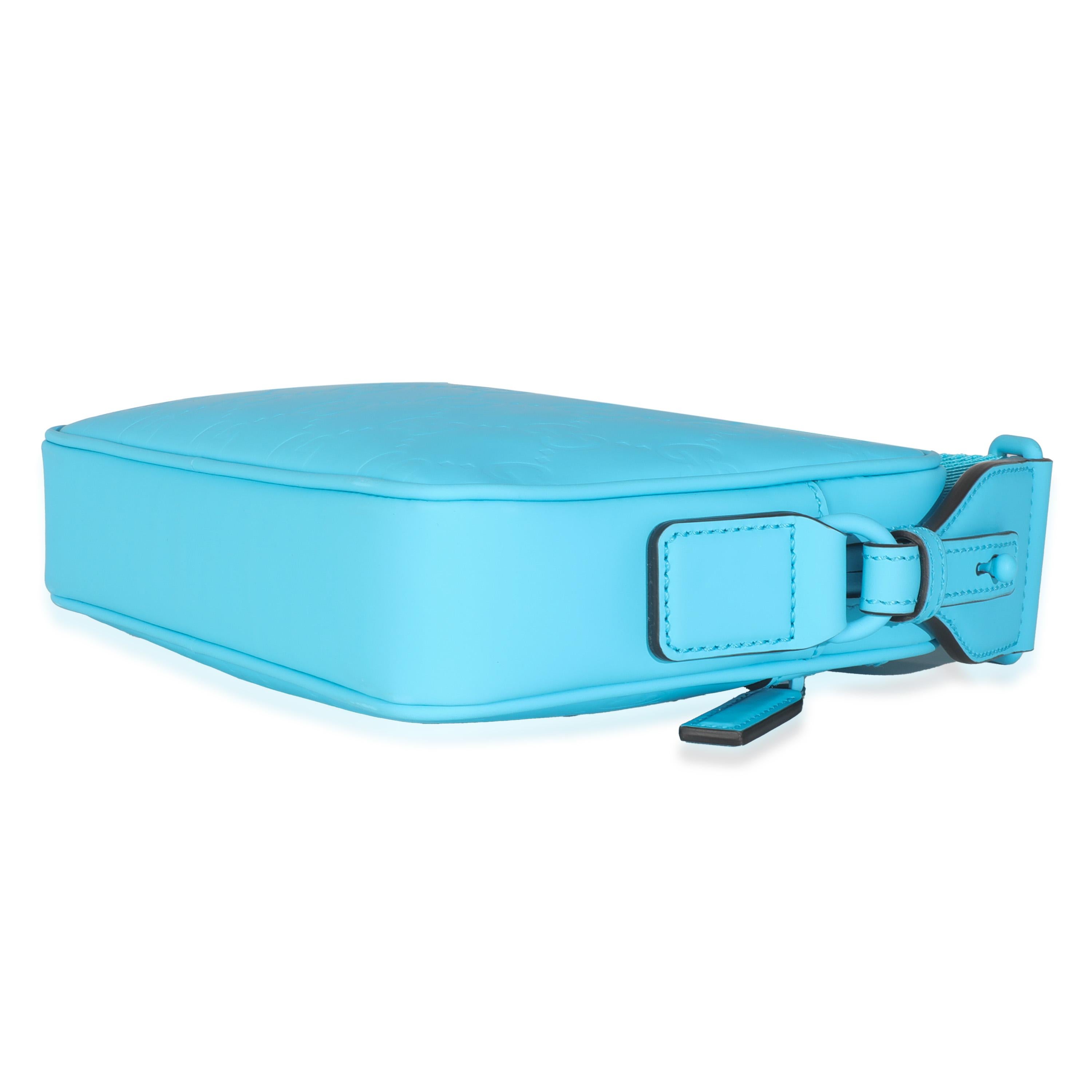 Gucci Bright Blue Rubber Effect Monogram GG Crossbody Bag For Sale 4