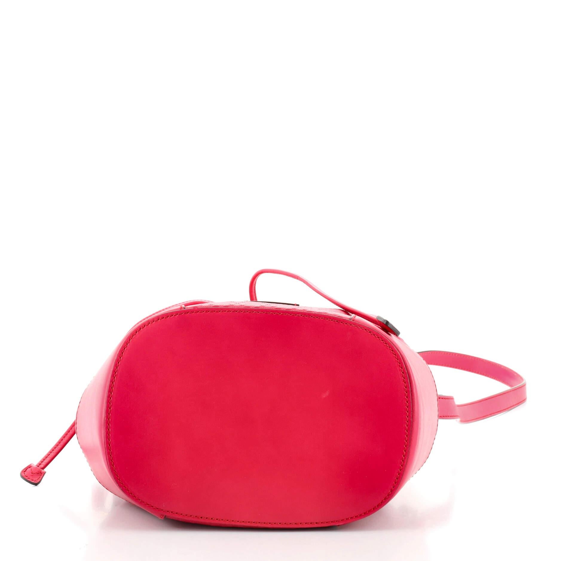 Red Gucci Bright Bucket Bag Diamante Leather Small