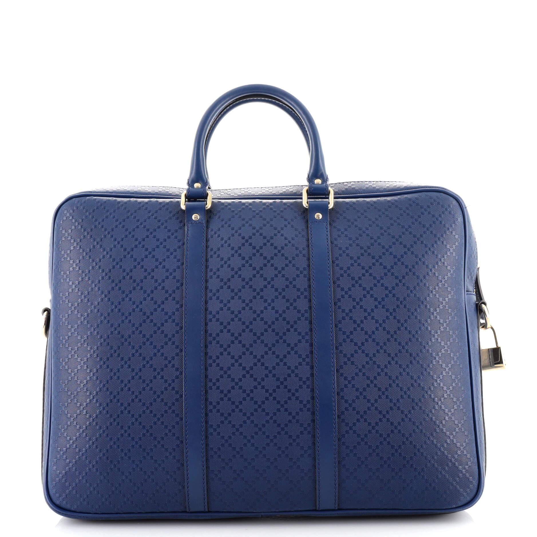 Purple Gucci Bright Convertible Briefcase Diamante Leather Large