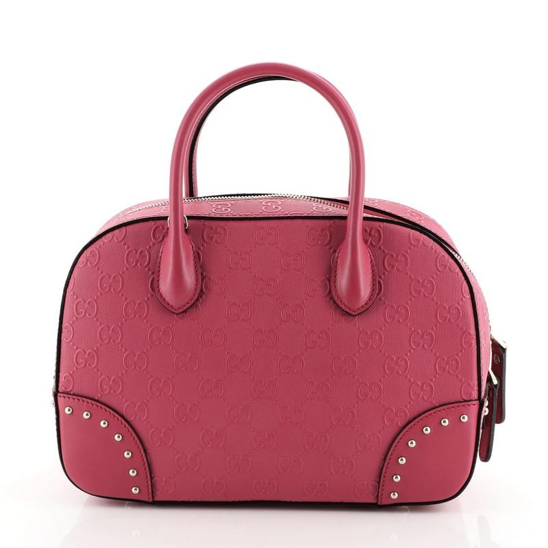 Pink Gucci Bright Top Handle Bag Diamante Leather Small