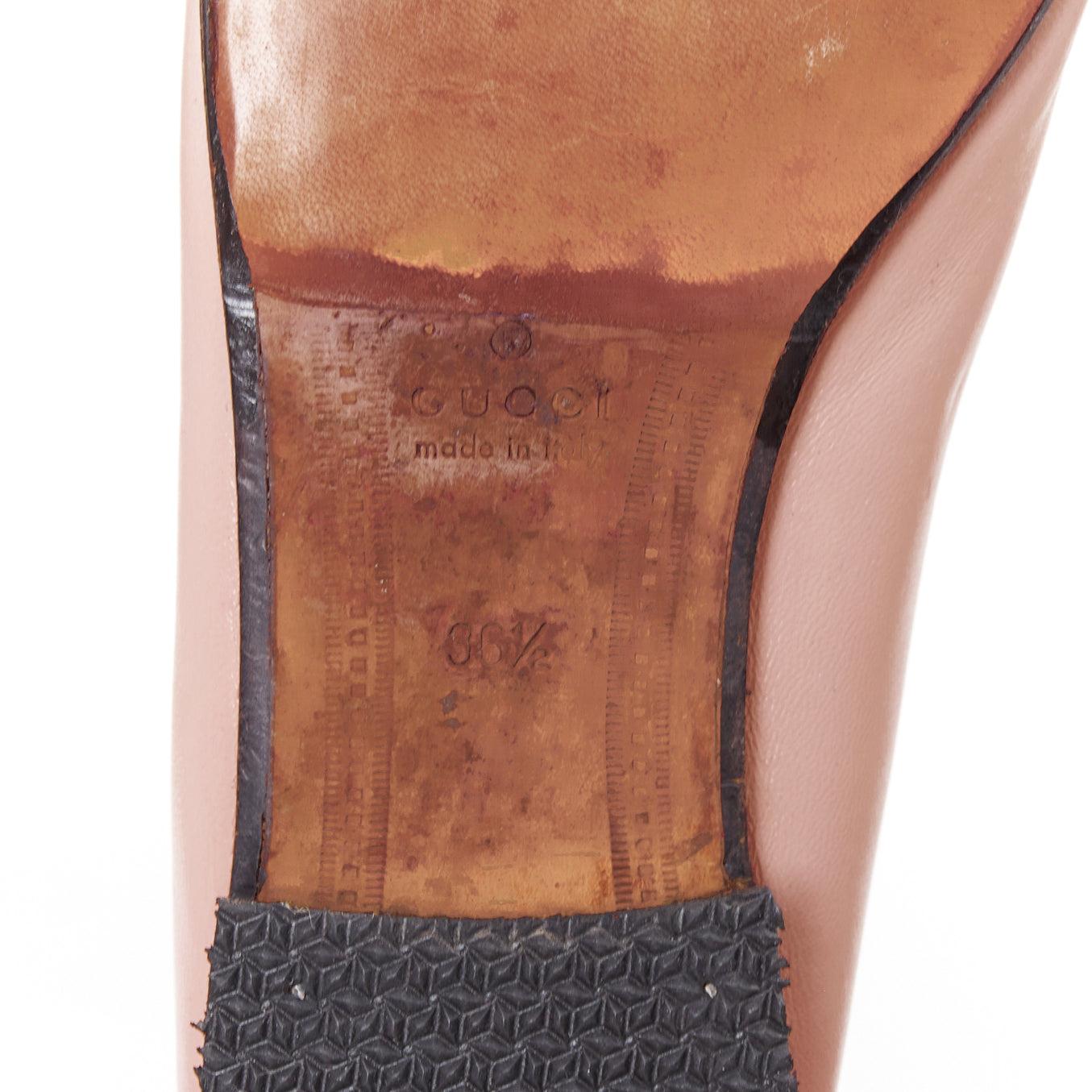 GUCCI Briton mocassins classiques en cuir rose et or EU36.5 en vente 5