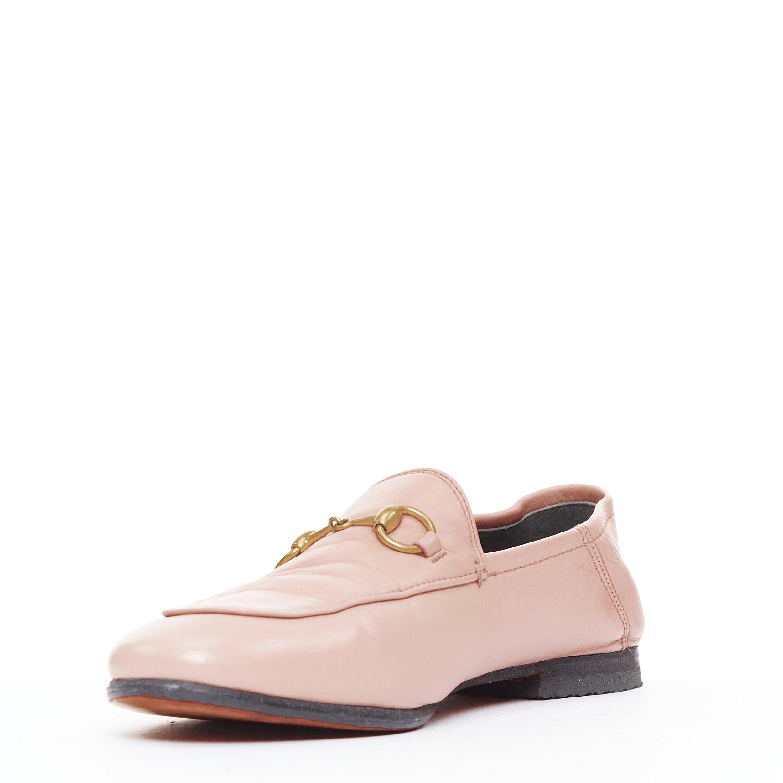 GUCCI Briton mocassins classiques en cuir rose et or EU36.5 État moyen - En vente à Hong Kong, NT