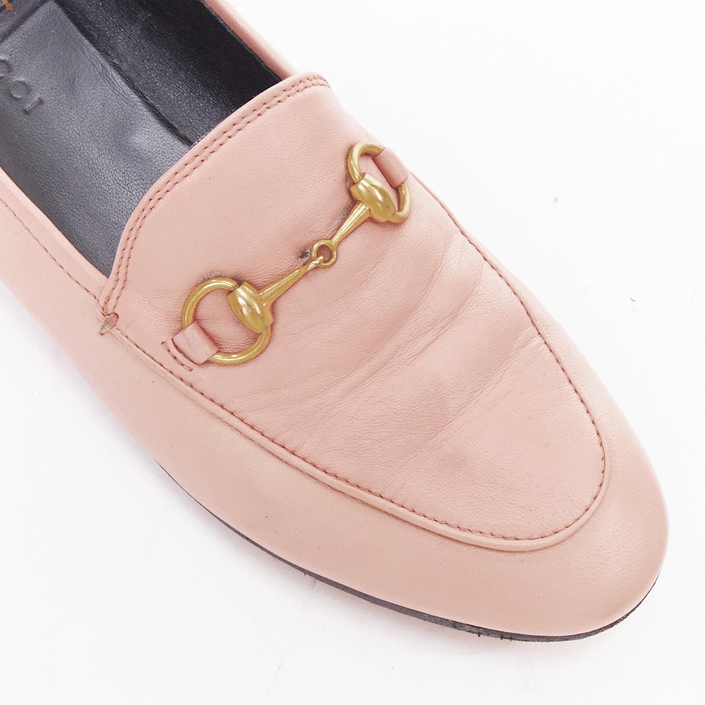 GUCCI Briton mocassins classiques en cuir rose et or EU36.5 en vente 2