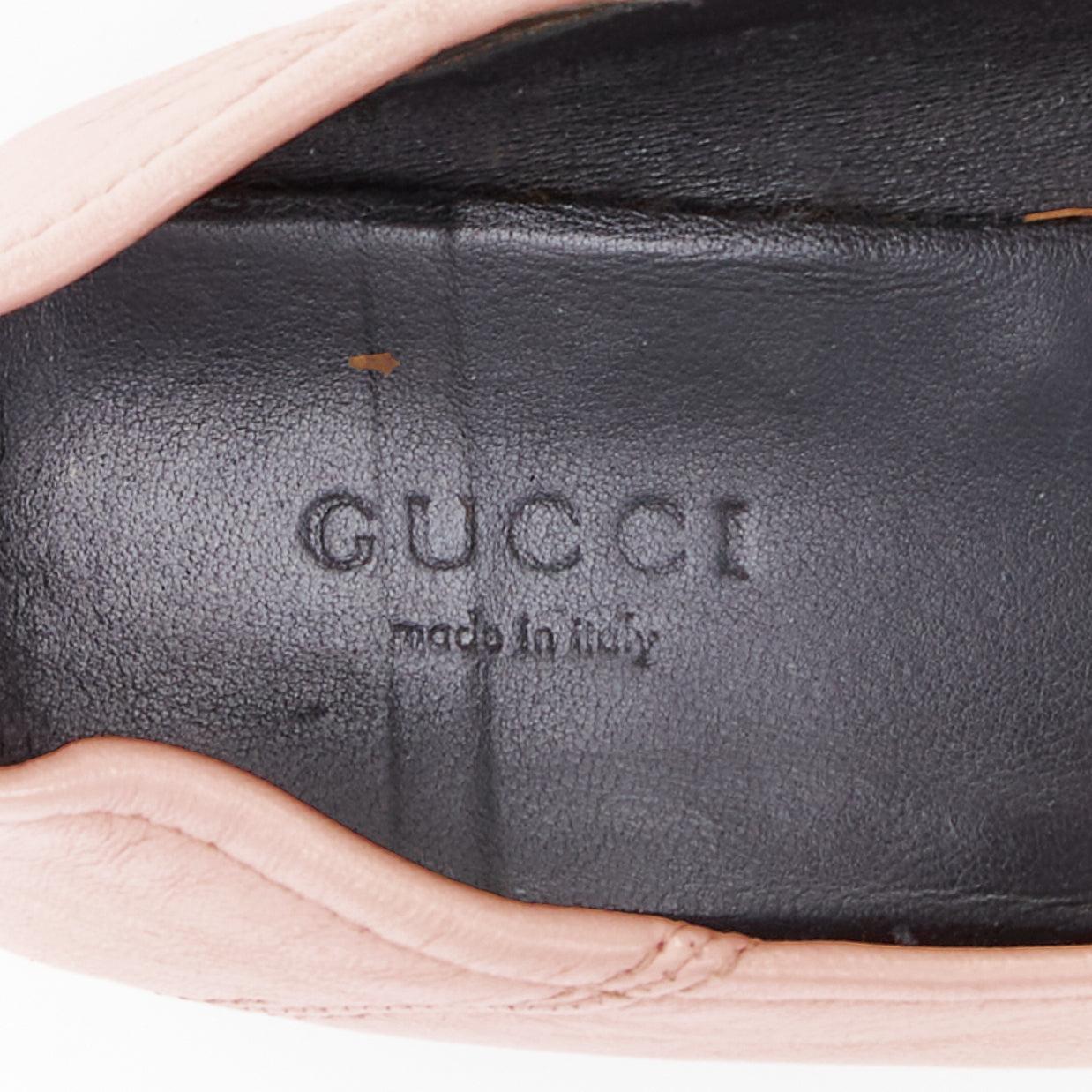 GUCCI Briton mocassins classiques en cuir rose et or EU36.5 en vente 4