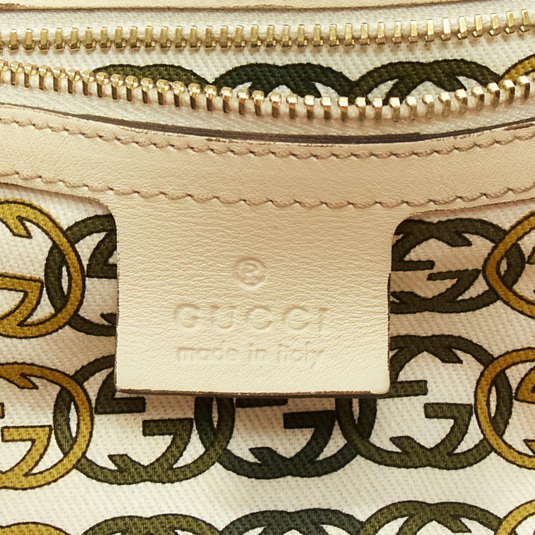 GUCCI Britt beige brown natural scaled leather GG logo shoulder tote bag 6