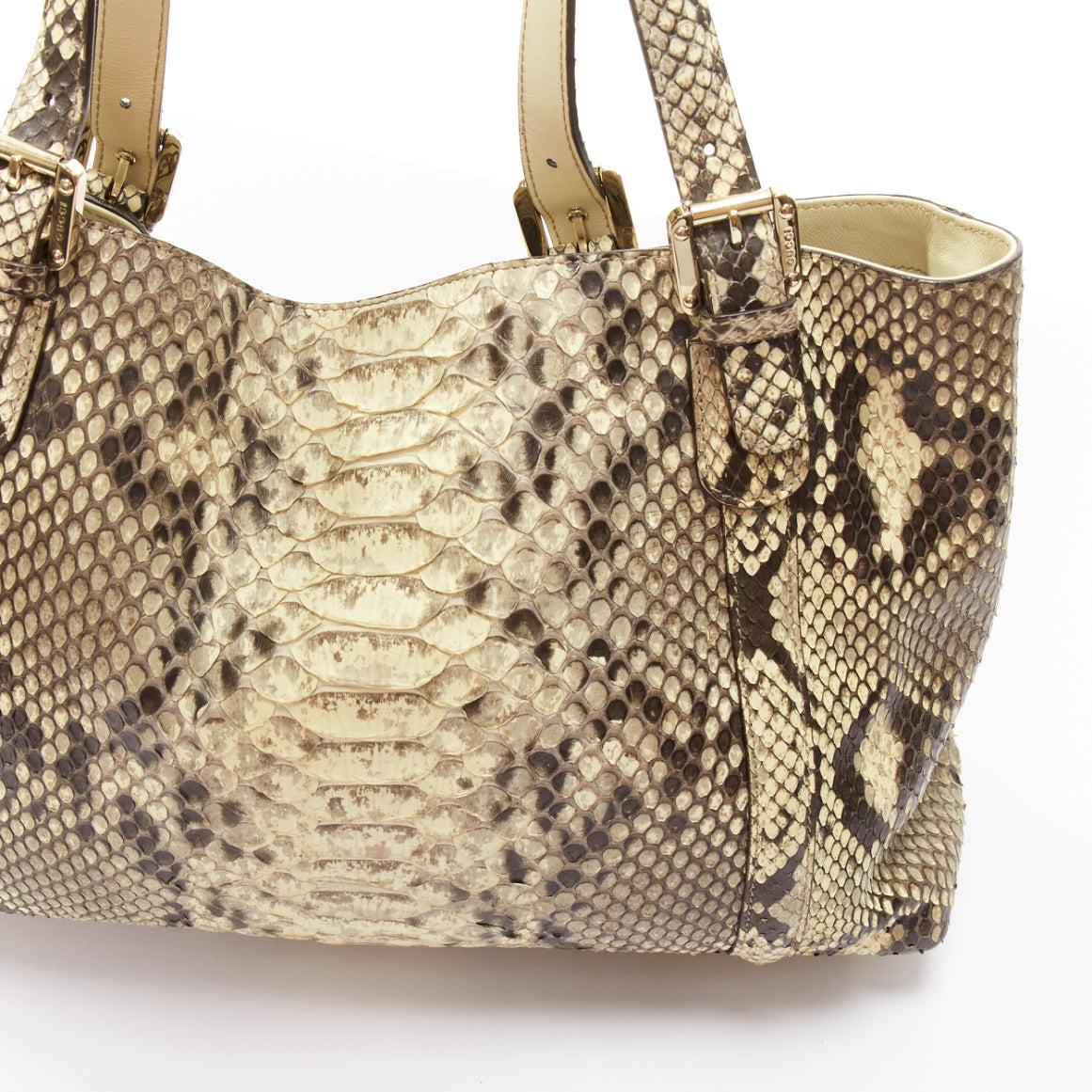 GUCCI Britt beige brown natural scaled leather GG logo shoulder tote bag 4