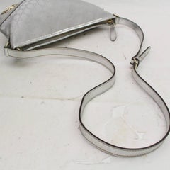 Gucci Britt Interlocking Logo Messenger Hobo 868425 Silver Canvas Cross Body Bag