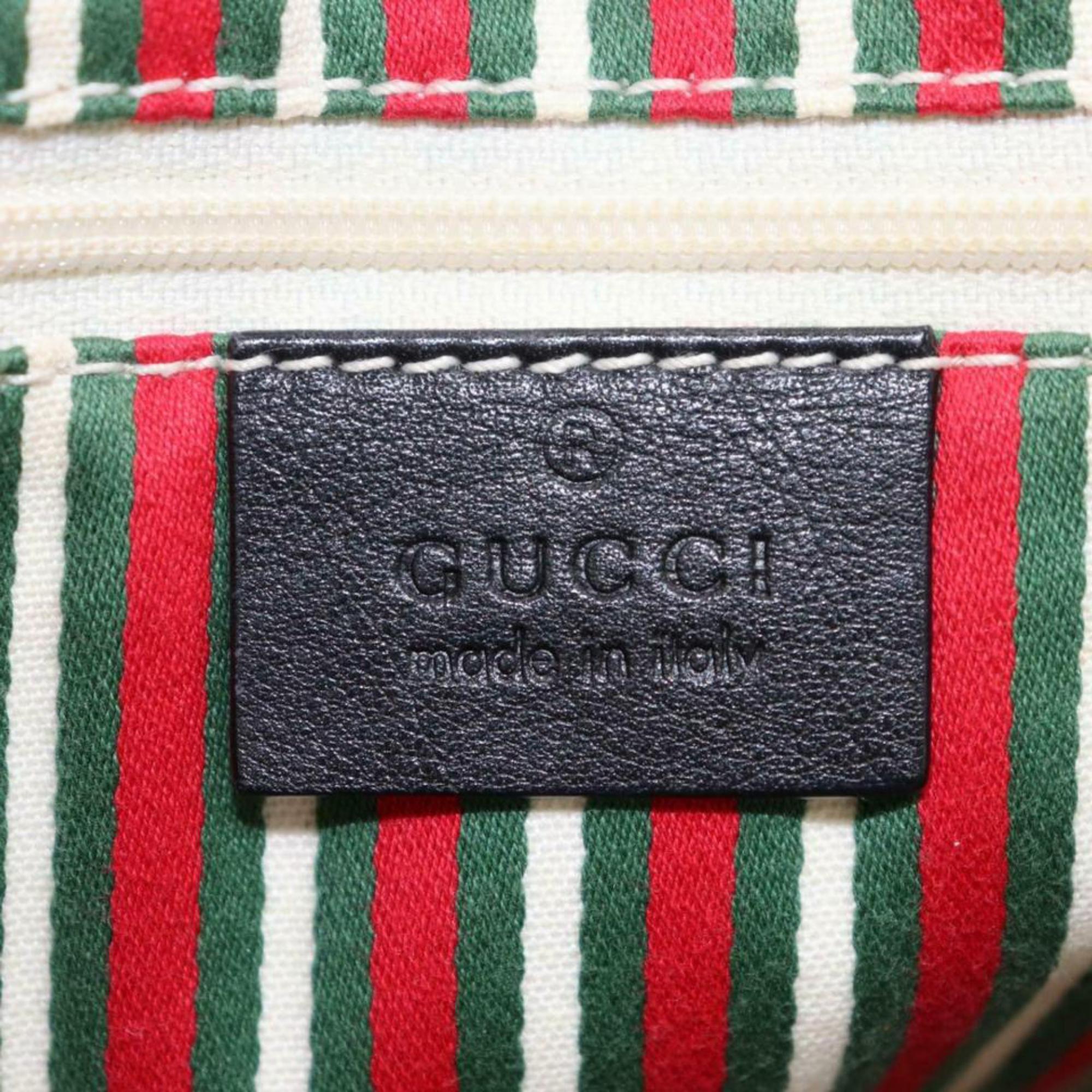 Women's Gucci Britt Interlocking Logo Tote 870584 Black Leather Shoulder Bag For Sale