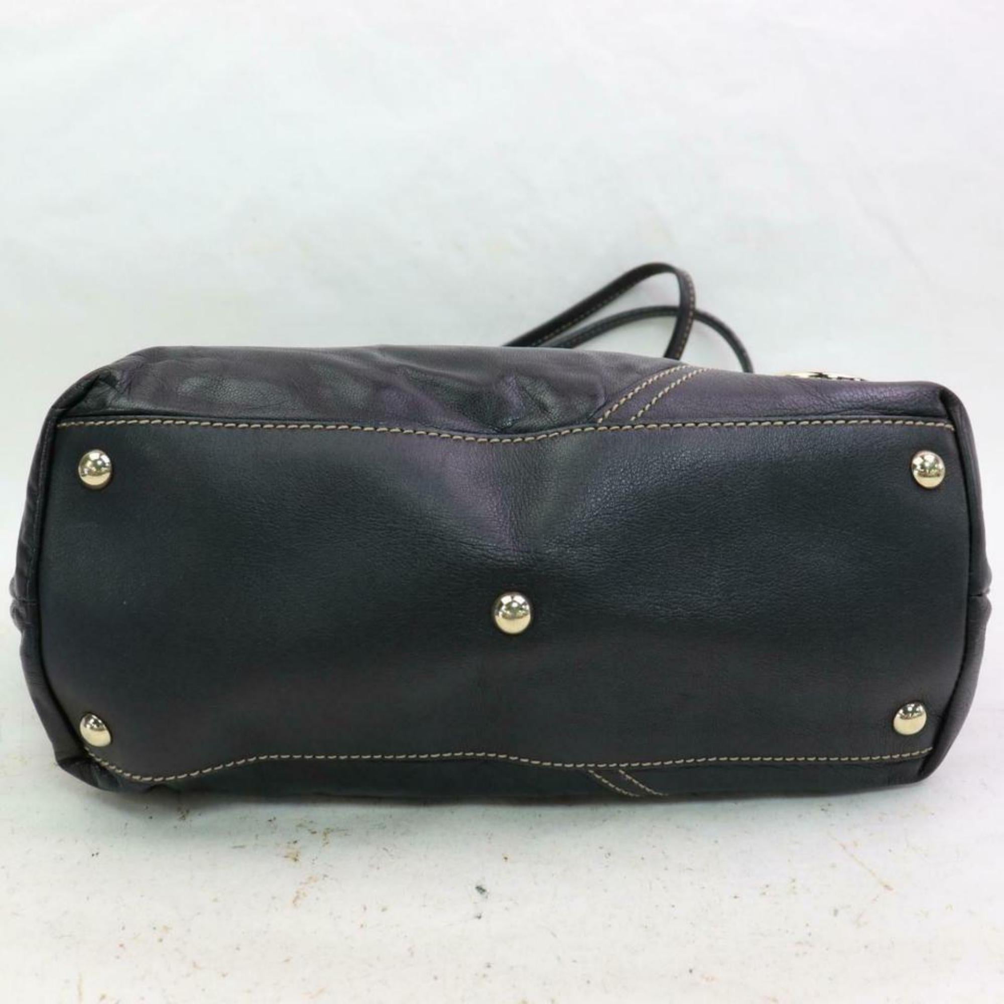 Gucci Britt Interlocking Logo Tote 870584 Black Leather Shoulder Bag For Sale 3