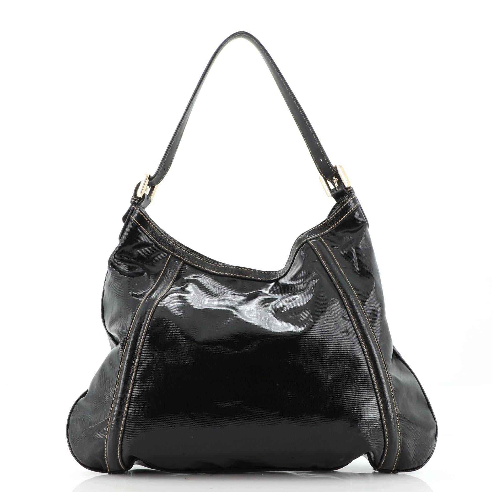 Gucci Britt Web Hobo Dialux aus beschichtetem Segeltuch Medium (Schwarz)