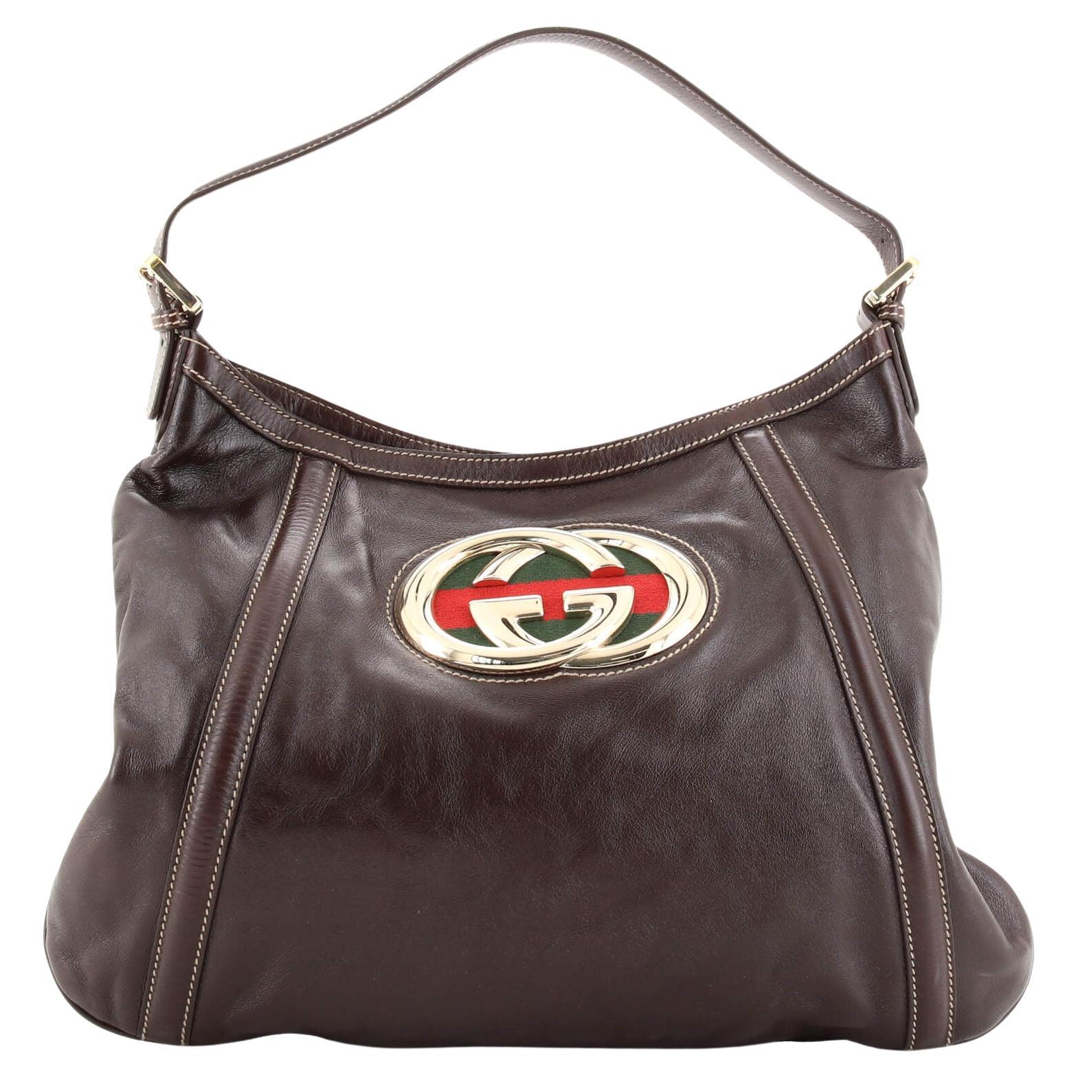 Gucci Britt Web Hobo Leather Medium