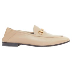 GUCCI Brixton Convertible rose beige lambskin gold Horsebit loafers EU41