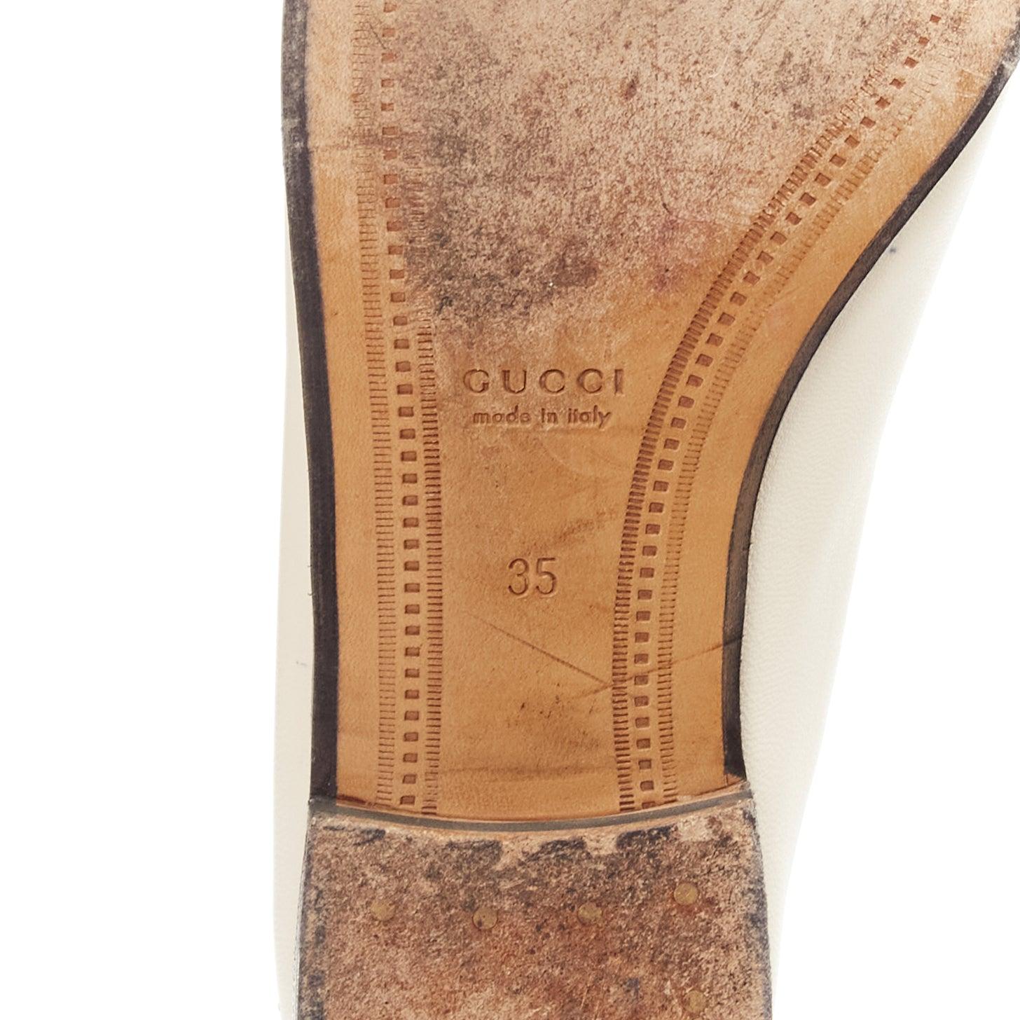 GUCCI Brixton Horsebit Cremefarbene Loafers mit konisch zulaufenden Schnallen und goldenen Schnallen EU35 6