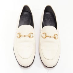 GUCCI Brixton Horsebit cream gold buckles convertible slippers loafers EU35