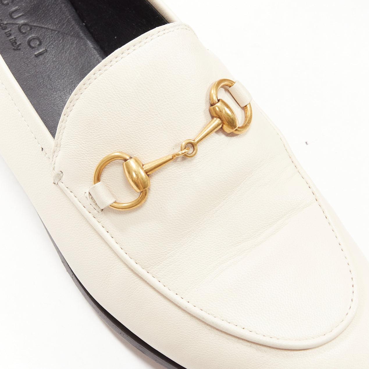 GUCCI Brixton Horsebit cream gold buckles convertible slippers loafers EU35 3