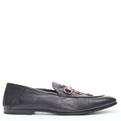 GUCCI Brixton red snake patchwork silver Horsebit step heel loafer UK11 EU45