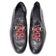 GUCCI Brixton red snake patchwork silver Horsebit step heel loafer UK11 EU45