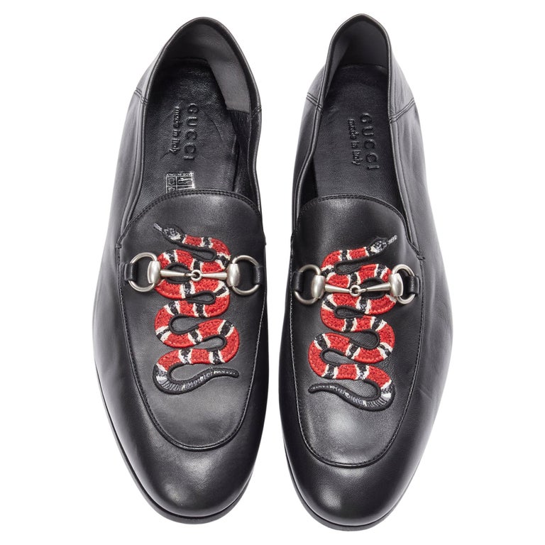 GUCCI Brixton red snake patchwork silver Horsebit step heel loafer UK11  EU45 at 1stDibs