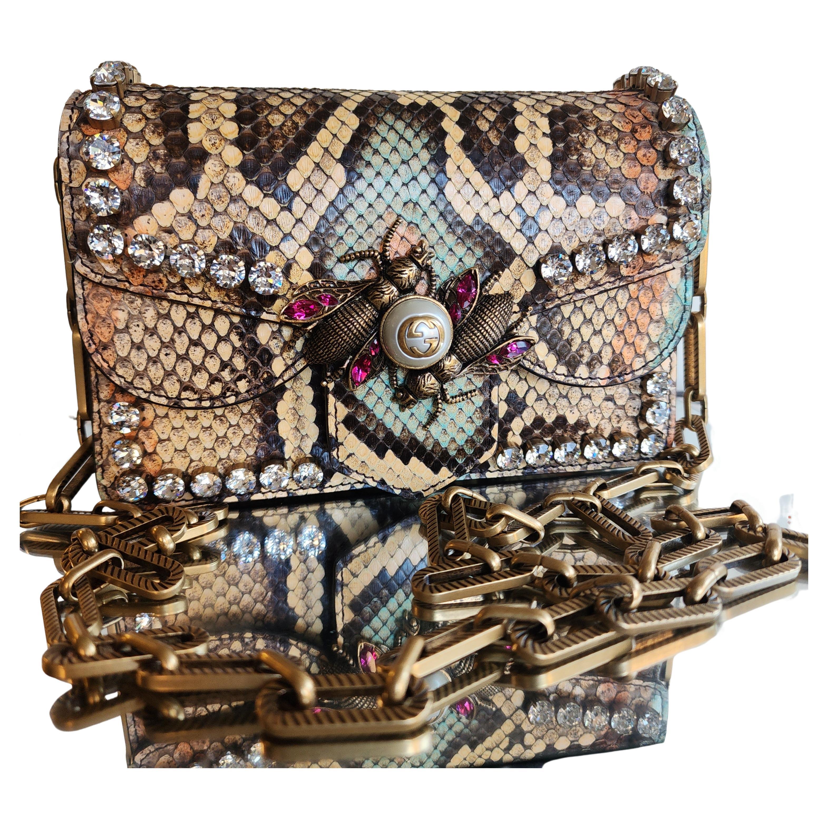 GUCCI Broadway Bee Python Skin Mini For Sale