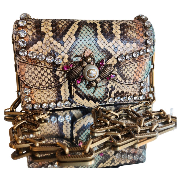 GUCCI Broadway Bee Python Skin Mini For Sale at 1stDibs
