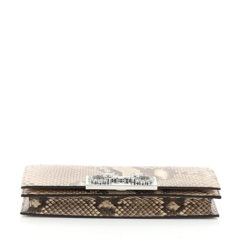 Gucci Broadway Crystal Horsebit Clutch Python In Good Condition In NY, NY