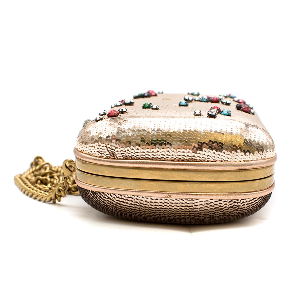Women's Gucci Broadway Gold Sequin Embroidered Clutch  For Sale