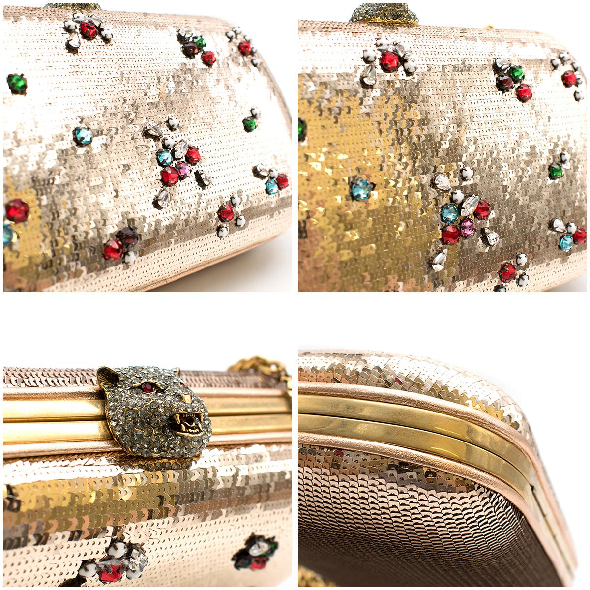 Gucci Broadway Gold Sequin Embroidered Clutch  For Sale 2