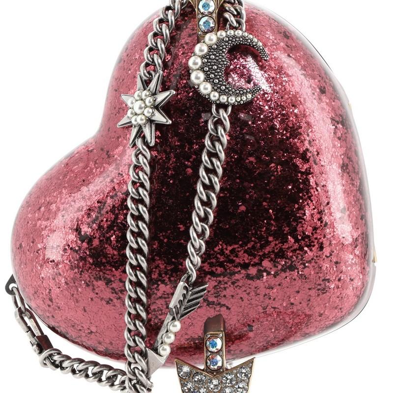 Gucci Broadway Heart Clutch Glitter Plexiglass In Good Condition In NY, NY