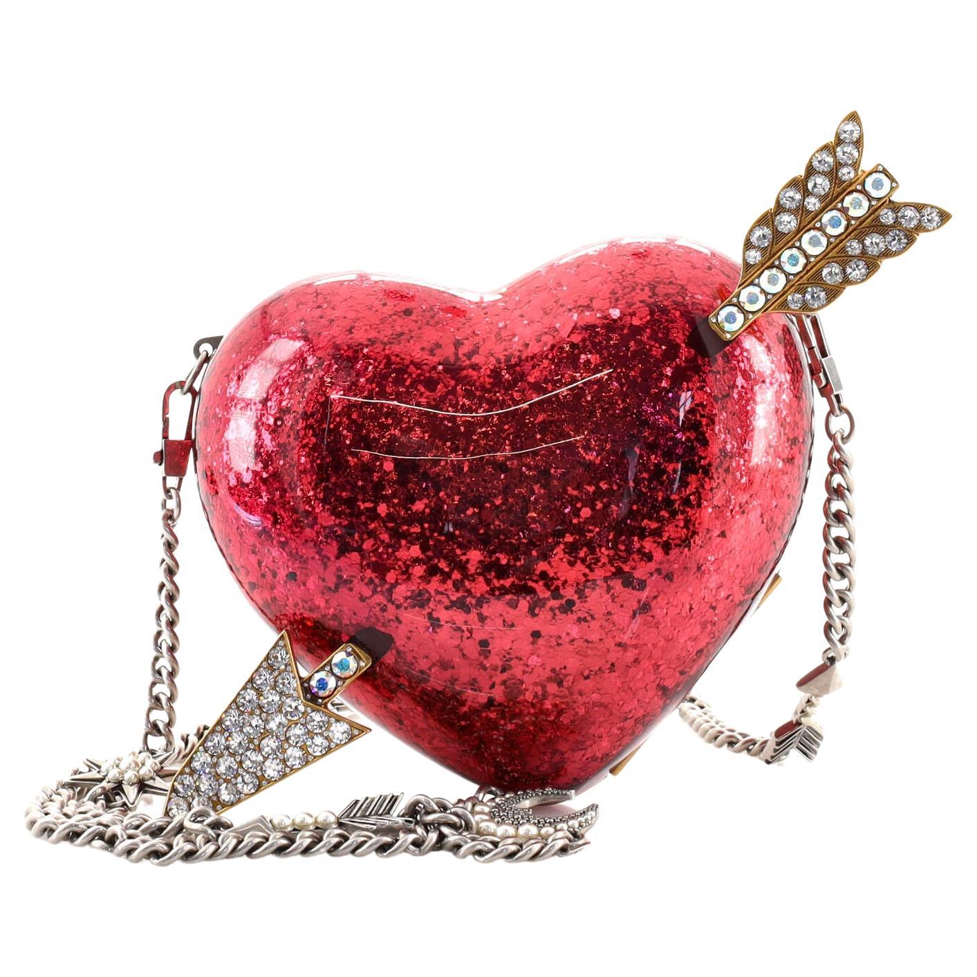 Gucci Broadway Heart Clutch Glitter Plexiglass