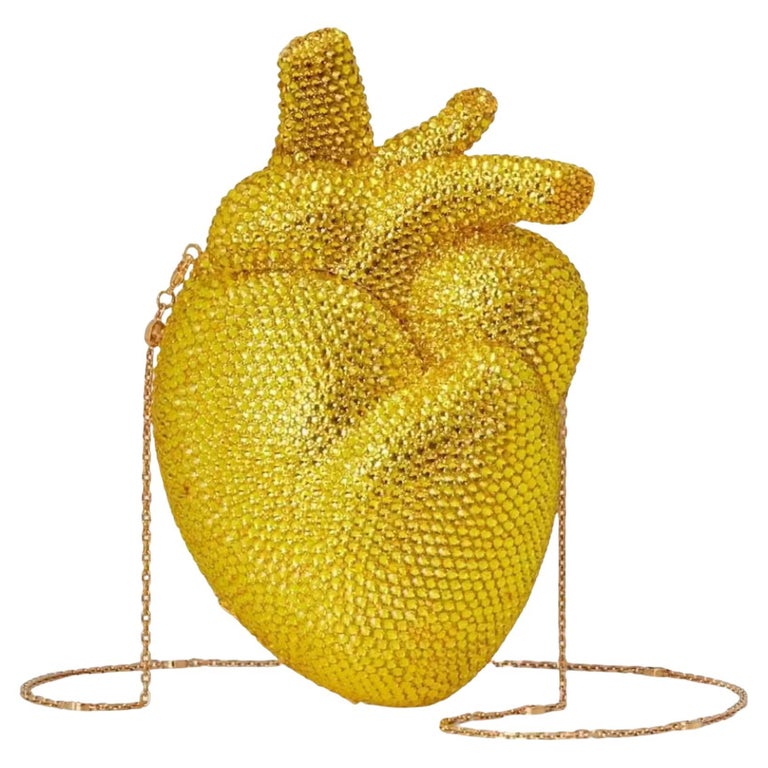NEW Gucci Broadway Gold Heart Clutch Limited Edition Crystal