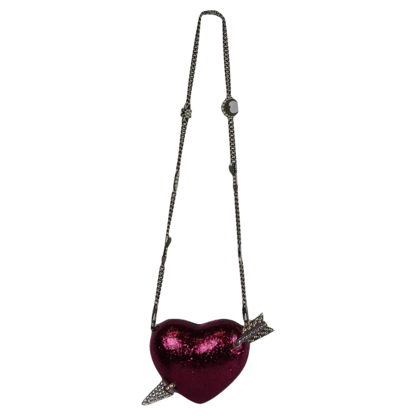 Gucci Broadway Heart Crystal Embellished Glittered Perspex Shoulder Bag For Sale