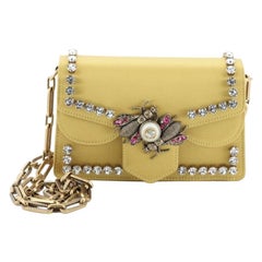 Gucci Broadway Pearly Bee Shoulder Bag Crystal Embellished Satin Mini