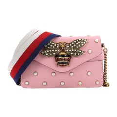 Gucci Broadway Pearly Bee Shoulder Bag Embellished Leather Mini