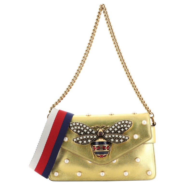 gucci broadway pearly bee shoulder bag