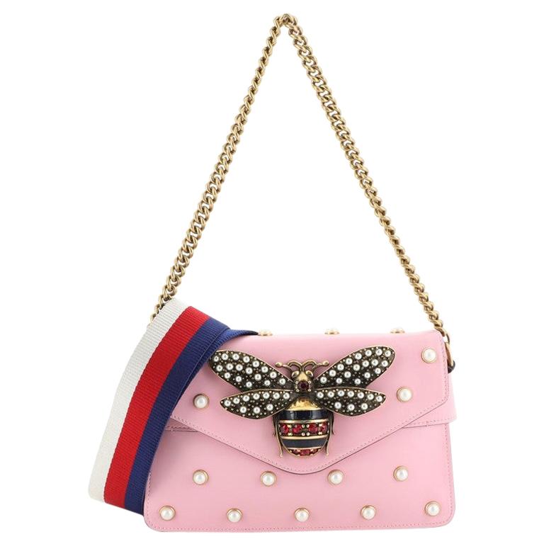gucci broadway pearly bee shoulder bag