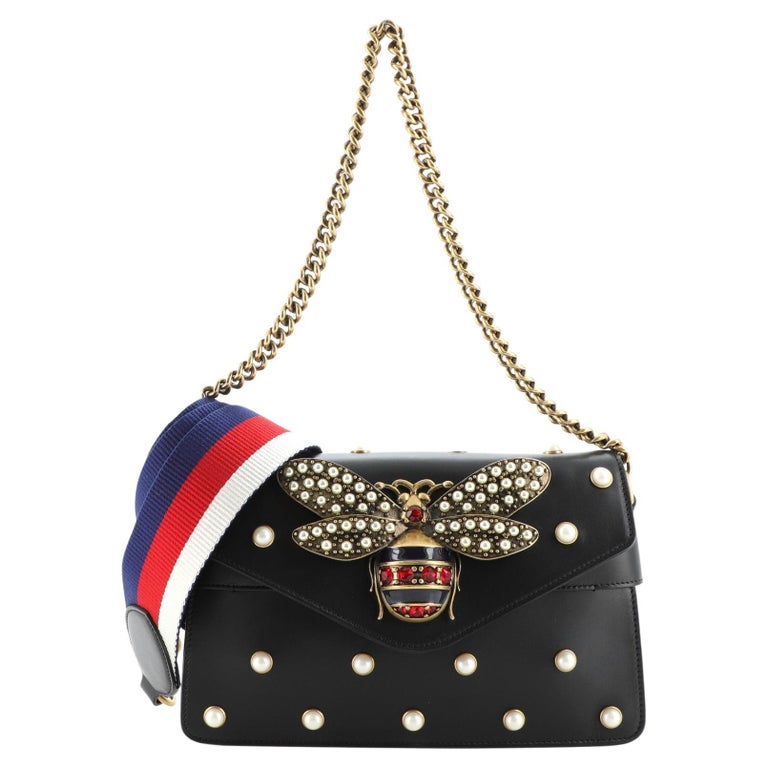 Gucci Broadway Pearly Bee Shoulder Bag Embellished Leather Mini at 1stDibs