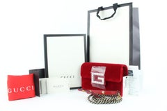 Gucci Broadway Small Flap 1gz0921 Red Velvet Cross Body Bag