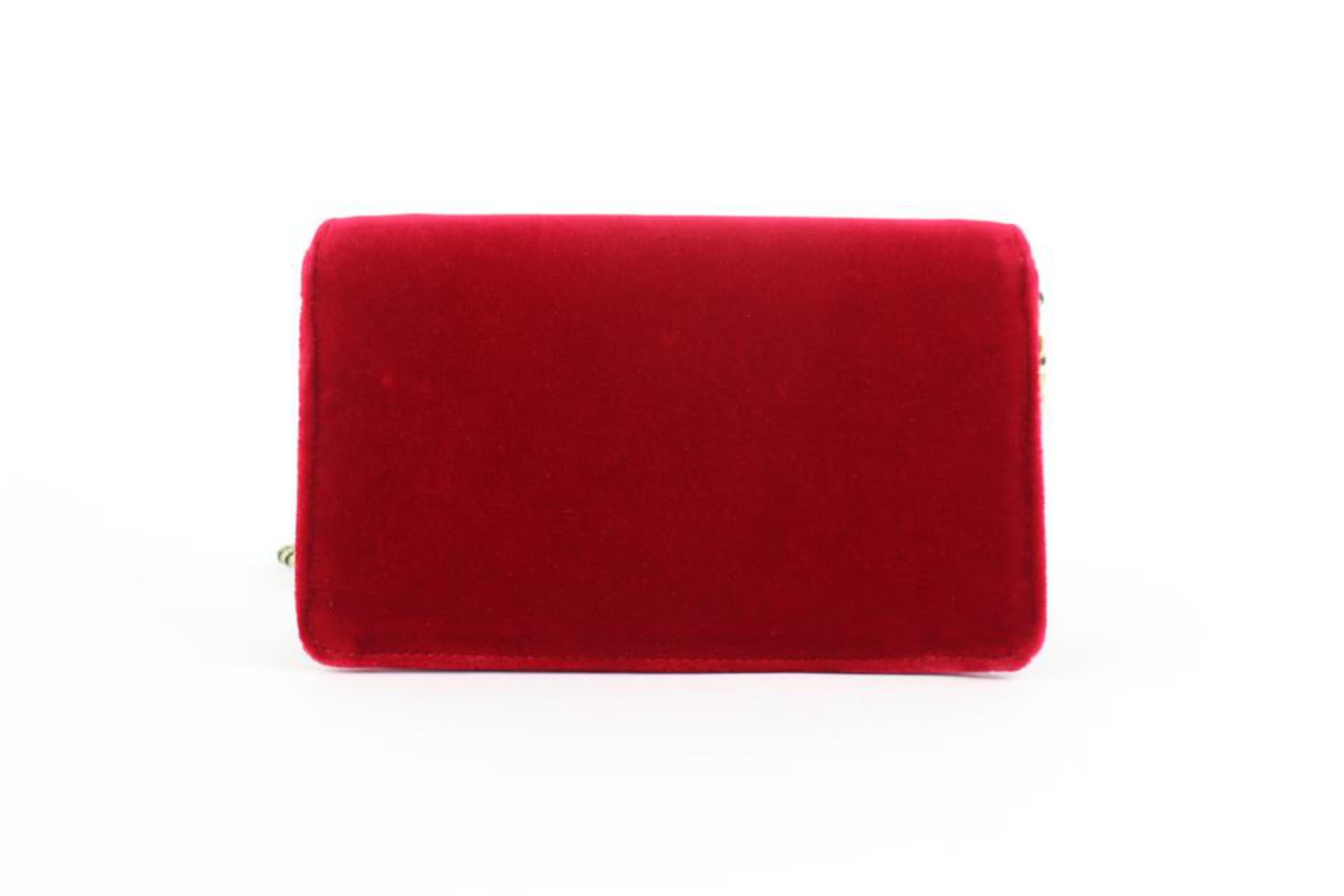 Gucci Broadway Small Flap 1gz0921 Red Velvet Cross Body Bag For Sale 2