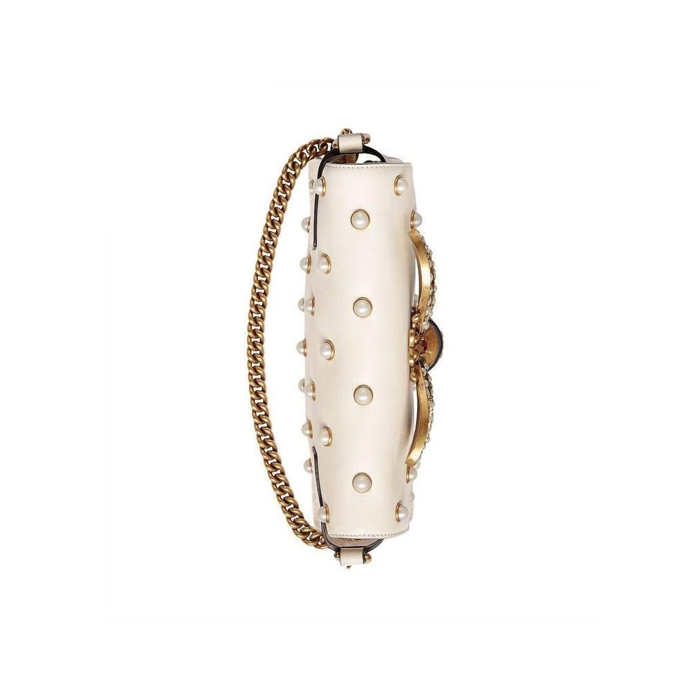 GUCCI Broadway White Leather Clutch  For Sale 1