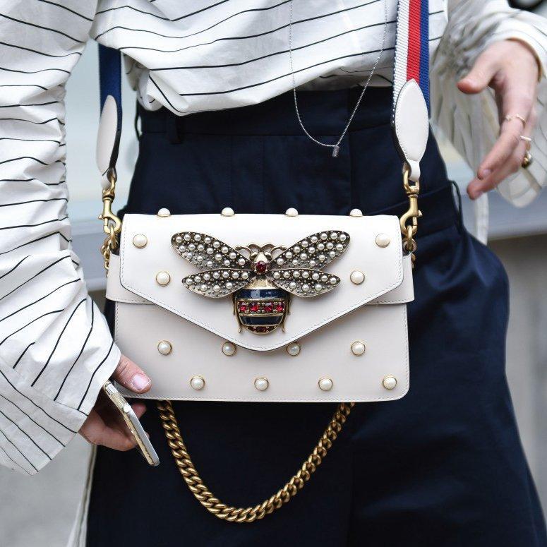 GUCCI Broadway White Leather Clutch For Sale 2