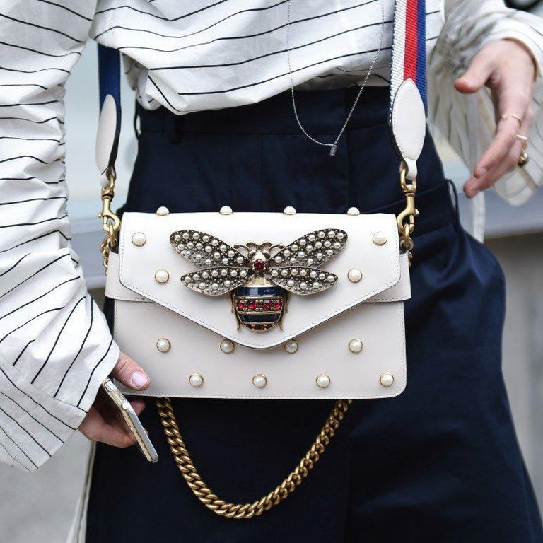 GUCCI Broadway White Leather Clutch For Sale at 1stdibs