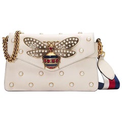 GUCCI Broadway White Leather Clutch