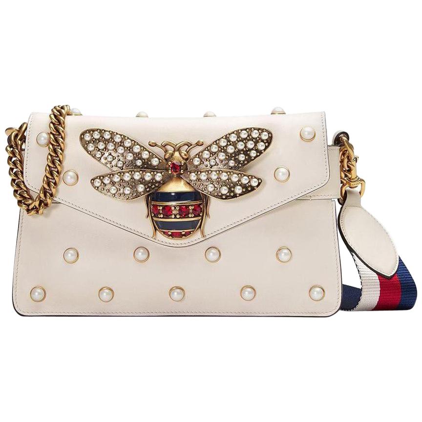 Gucci Broadway White Leather Clutch