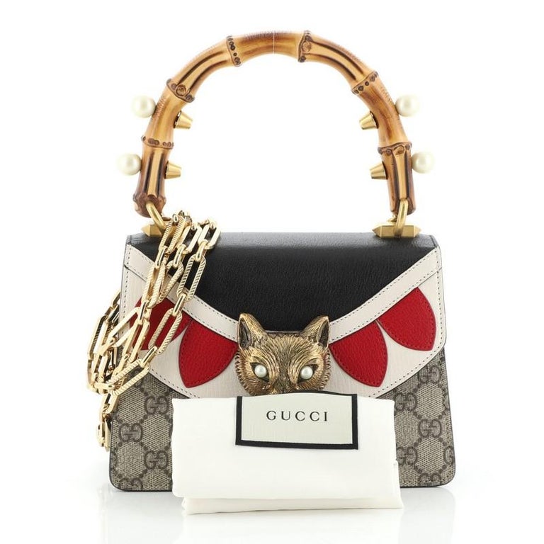 Gucci Broche Bamboo Top Handle Bag GG Coated Canvas and Leather Mini at  1stDibs | gucci floral belt, gucci broche bag